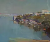 W Rubery Bennett, Harbour from Cremorne, Oil on Canvas on Board