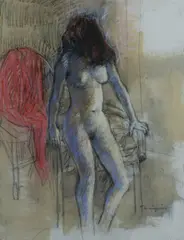 William Boissevain, Untitled (Nude), Oil Wash, Charcoal & Pastel