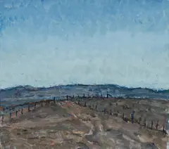 Tom Carment, Woolshed Paddock, Cambalong, Unsigned. Titled verso in pencil, and with exhibition number #3