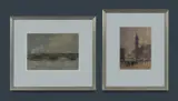 Robert Campbell, (2), 'Waterloo Bridge, London,' 1956 (24x34cm); 'Boston, 9.6.56,' 1956 (28.5x21cm), W/Clr, Gouache & Pastel (2)