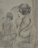Virgil Reilly, Women in Boudoir, Pencil