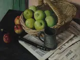 Edmund Arthur Harvey, Green Apples and Fife, 1938, Oil on Canvas on Board