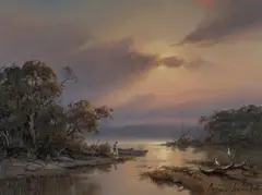 Andris Jansons, Merimbula Sunset, 1990, Oil on Linen