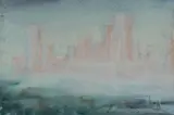 Barbara Tribe, Misty View of the City from Across the Harbour, near Lane Cove, NSW, 1981, W/Clr & Pencil