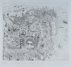Peter Kingston, Luna Park - just for fun,' February, 1980, Etching 28/50