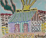 Malcolm de Chazal, Island Hut; Abstract Face and Flowers, Gouache