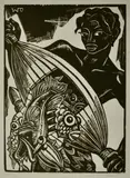 Wolfgang Wolff, Young Fisherman, Tahiti, c.1939-40, Black & White Woodcut Print