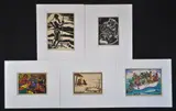 Wolfgang Wolff, (5), Hand Coloured Black & White Woodcut Prints (5)