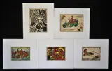 Wolfgang Wolff, (5), Hand Coloured Black & White Woodcut Prints (5)