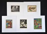 Wolfgang Wolff, (5), Hand Coloured Black & White Woodcut Prints (5)