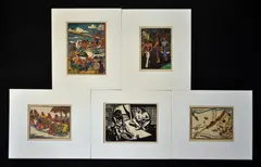 Wolfgang Wolff, (5), Hand Coloured Black & White Woodcut Prints (5)