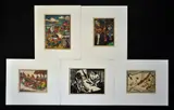 Wolfgang Wolff, (5), Hand Coloured Black & White Woodcut Prints (5)