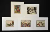 Wolfgang Wolff, (5), Hand Coloured Black & White Woodcut Prints (5)