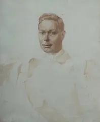 Gerald Festus Kelly, King George VI, bust length unfinished portrait study, Oil Wash on Canvas