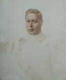 Gerald Festus Kelly, King George VI, bust length unfinished portrait study, Oil Wash on Canvas