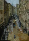 Charles Vetter, European Street View, likely Munich, Oil on Board