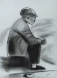 Waiting for a Bite by Robert Dickerson, Charcoal, sold Feb 2023