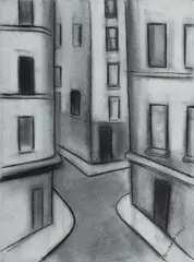 Robert Dickerson, Near the Boulevard, Charcoal