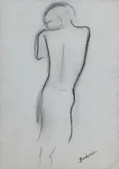 Figure - Back View by Robert Dickerson, Charcoal, sold Feb 2023