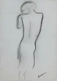 Robert Dickerson, Figure - Back View, Charcoal
