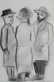 Robert Dickerson, People in Paris, Charcoal