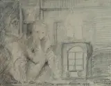 David Boyd, Hermia by the stove (old studio, Murrumbeena)