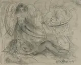 David Boyd, Europa & Ben Boyd, 1969, from The Wanderer series, Pencil