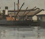 Graeme Inson, Millers Point, Sydney Harbour, 1948, Oil on Board