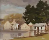 Graeme Inson, Flooded Farm, Old Adaminaby [NSW], Oil on Board