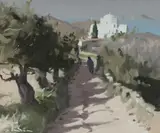 Graeme Inson, Olives, S. Marina, Milos, 1994, Oil on Canvas on Board