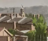 Graeme Inson, Town View, 1950, Oil on Board