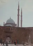 Graeme Inson, Mosque Within Citadel, Cairo, 1989, Oil on Canvas on Board