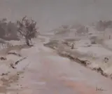 Graeme Inson, Snowy Mountain Road, 1999, Oil on Board