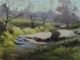 Allan Waite, Oxford Creek, Oil on Canvas on Board