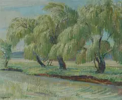 Arthur Murch, Willows by a Stream, Oil on Canvas on Board