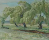Arthur Murch, Willows by a Stream, Oil on Canvas on Board