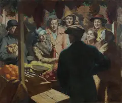 J. Noel Kilgour, The Fruit Stall, Oil on Canvas