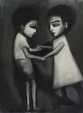 Robert Dickerson, Two Children, Charcoal