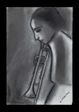 Robert Dickerson, Trombone Player, Charcoal