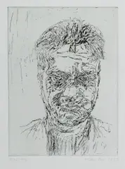 Organon 1 (#14) by Mike Parr, 1987, Etching 7/20 (plate #14), sold Dec 2022