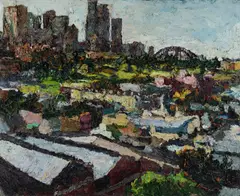 Robert Barnes, Sydney Domain, Aspect from Woolloomooloo, 1997, Oil on Canvas