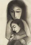 Robert Dickerson, Mother and Child, Charcoal