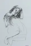 Margaret Woodward, Sleeping Child, Pen & Ink