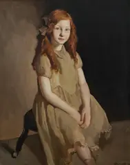 Portrait of a Young Girl - Maggie McLean, Aged 8 by Ernest Buckmaster, 1932, Oil on Canvas, sold Dec 2022
