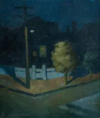 Arthur Evan Read, Street Corner Nocturne, Oil on Canvas