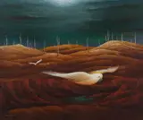John Pointon, Night Flight, 1979, Oil on Board
