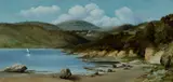 Peter Power, Solitary Boat in Bay with Distant Dwellings, 1884, Oil on Board