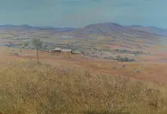 Bruce Swann, Outback Property, 1987, Oil on Canvas