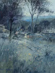 Across the Meadows - Peel [NSW] by Patrick Carroll, Oil on Canvas on Board, sold Dec 2022