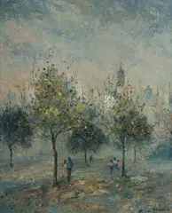 Doreen Gadsby, Lovers in the Park, 1967, Oil on Canvas on Board